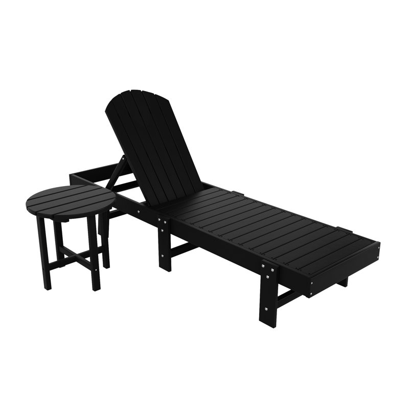 Altura Outdoor Chaise Lounge with Table, Black