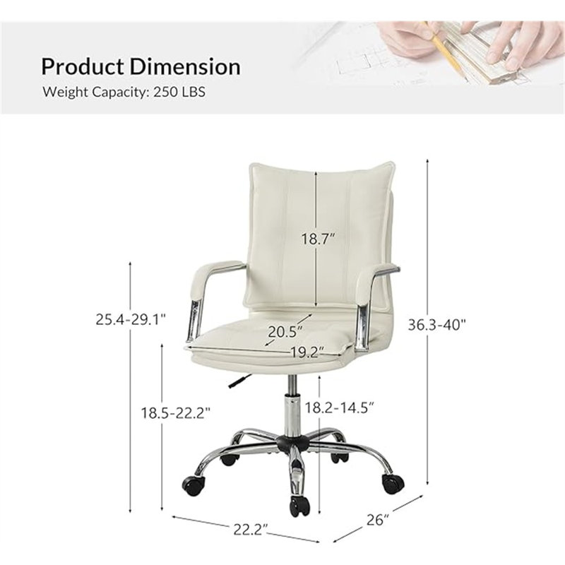 Fauteuil de bureau HULALA Home, Blanc, Silver