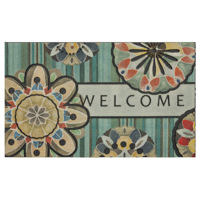 Arayig Floral Welcome Recycled Rubber All Weather Non-Slip Outdoor Door Mat