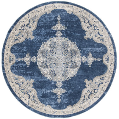 Barcus Navy/Light Gray Oriental Rug