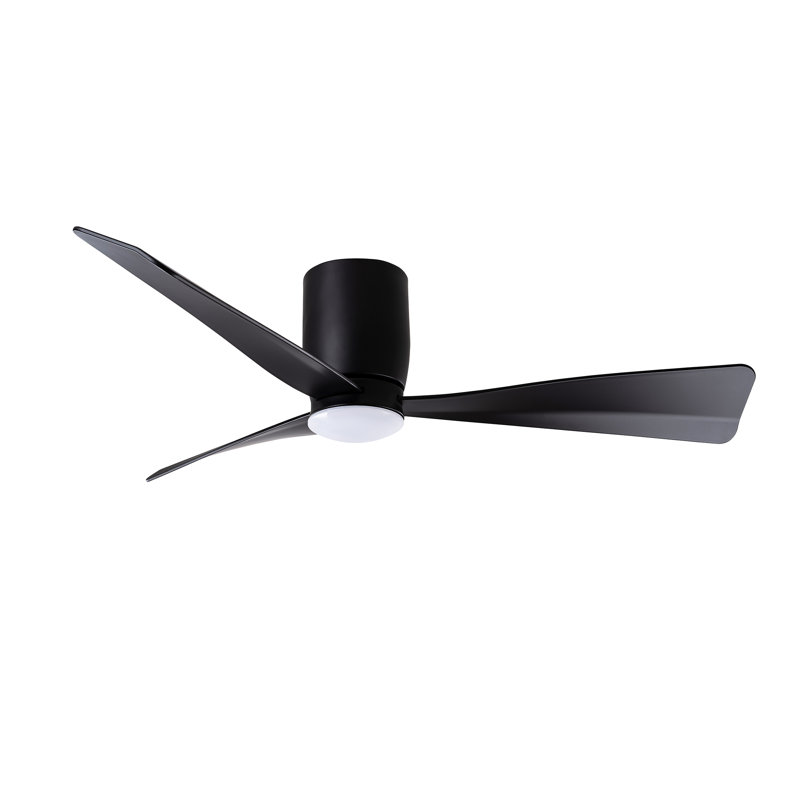 Ventilateur de plafond blanc mat 44 po avec lumière DEL et télécommande BLU | Conception écoénergétique à 3 pales, Noir