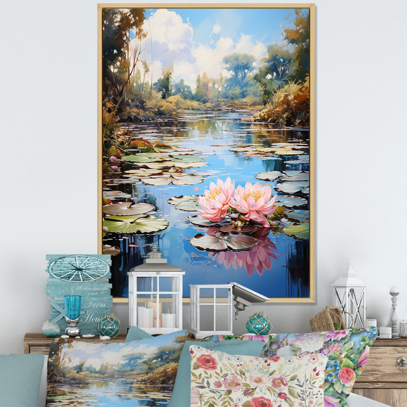 «Wetterhorn The Water Lily Pond» par Claude sur toile, Cadre naturel flottant, H 44 po x l 34 po x P 1,5 po