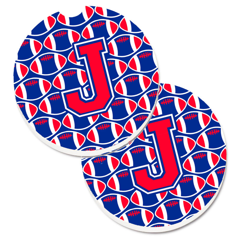Sous-verre de football, J, Cramoisi de Harvard / bleu de Yale