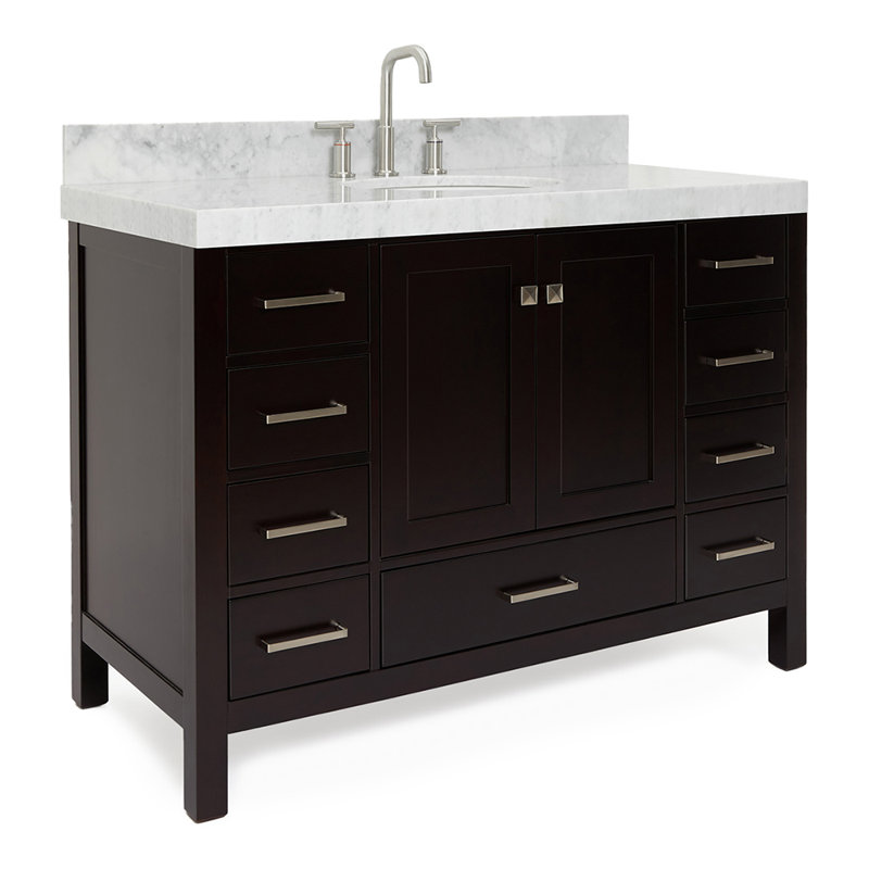 Meuble-lavabo simple 48 po Cambridge, Espresso, Nickel brossé