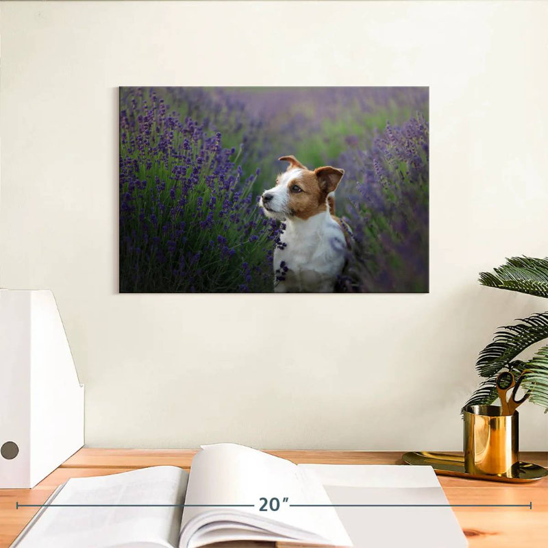 Crowle Jack Russell And Lavender, 8" H x 12" W
