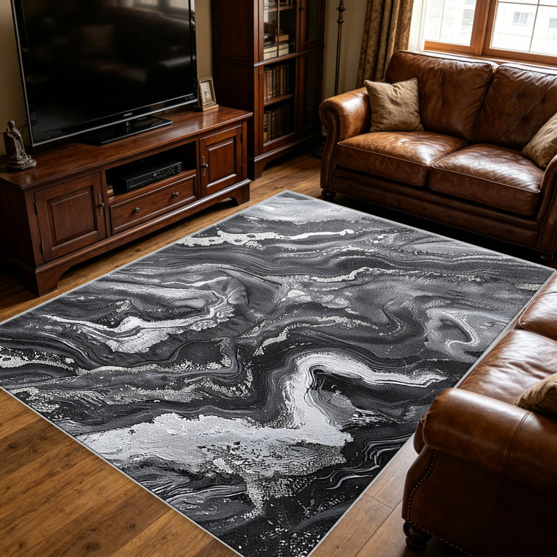 Charcoal Silver carpet-easy to clean, machine-washable, soft and comfortable; suitable for door mats, kitchens, living rooms, bedrooms, corridors, and laundry areas. Easy to clean, durable carpet for home decoration.