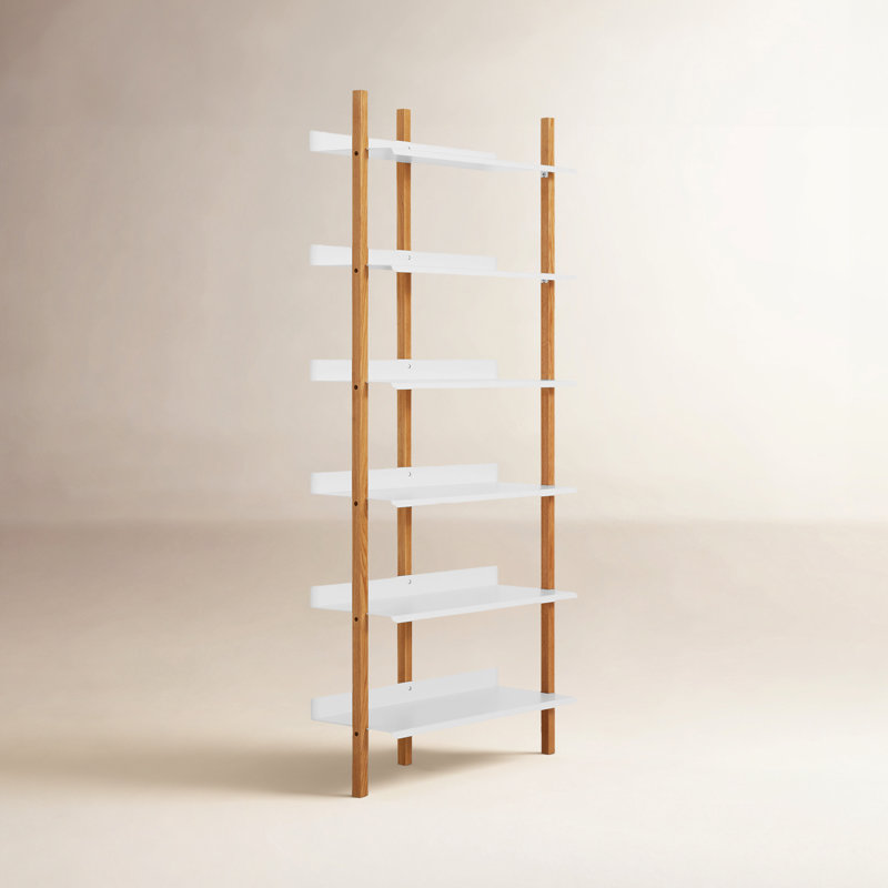 Bibliothèque à navigateurs, (6 tablettes) H 82 po x l 38 po x P 17 po, Chêne blanc/blanc