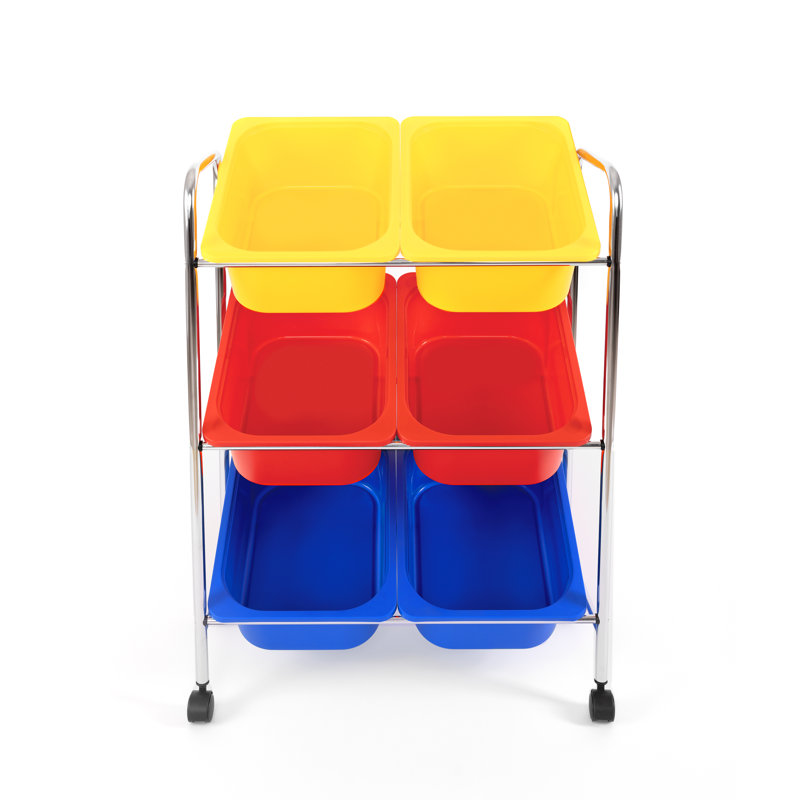 Multicolor 6-Bin Rolling Utility Organizer Storage Cart