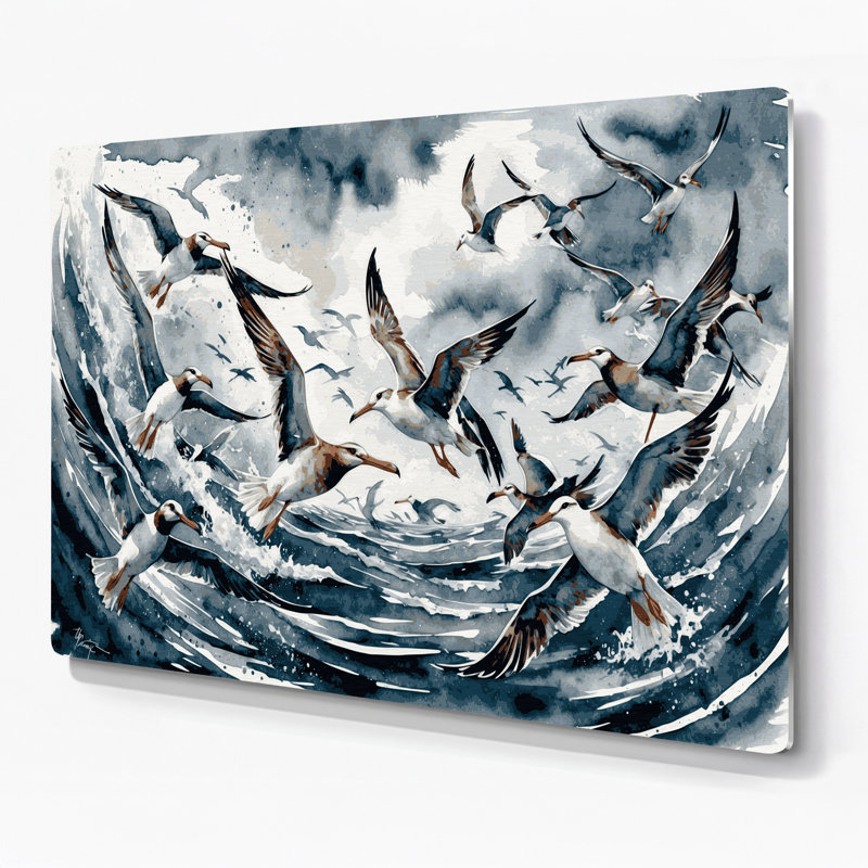 Oiseaux, art mural vert métal Fulmar, H 144 po x l 216 po x P 0,05 po