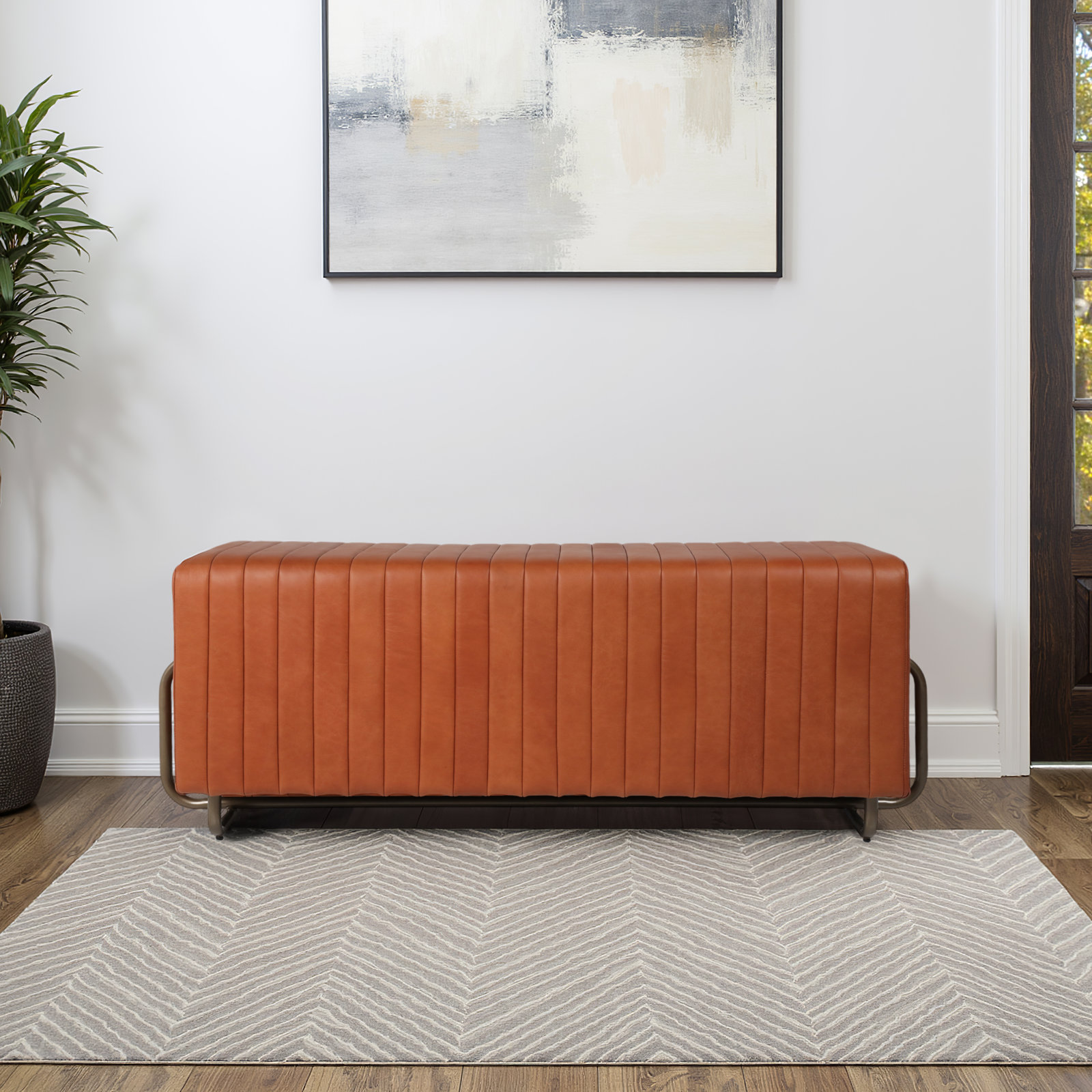 Bowen 61" Genuine Leather Bedroom Bench