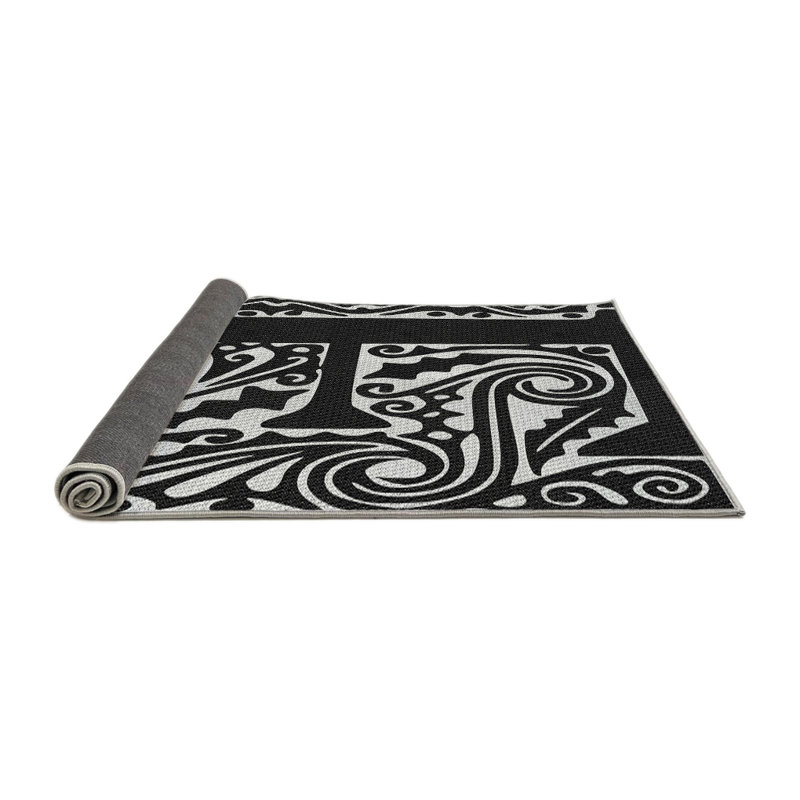 Tapis noir tissé à la machine, Rond 4 pi