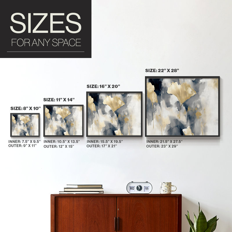 Floral Series-LV -Framed Print - Restickable, 16" H x 20" W, Black