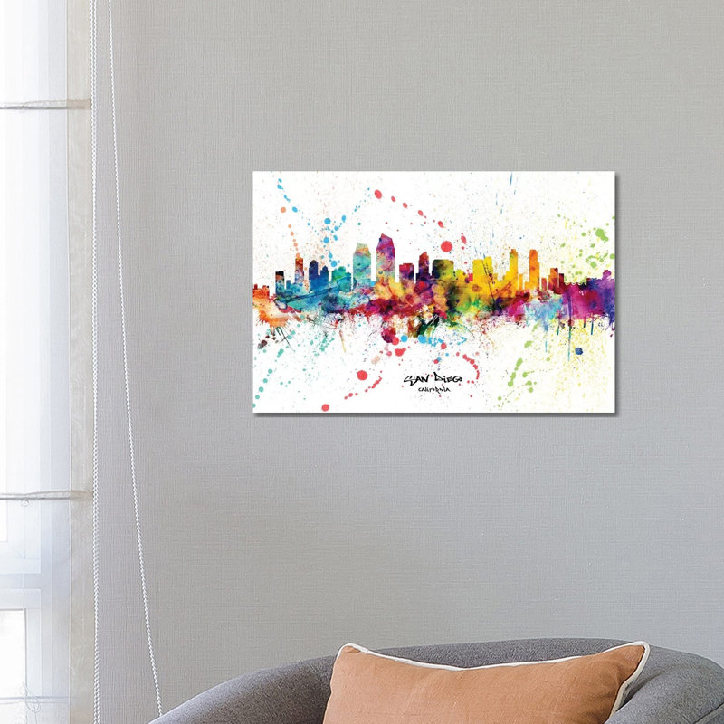 San Diego California Skyline Splash by Michael Tompsett - Wrapped Canvas Gallery-Wrapped Canvas Giclée