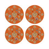 Ex Vote Sacred Hearts Vegan Leather Round Pebble Placemat