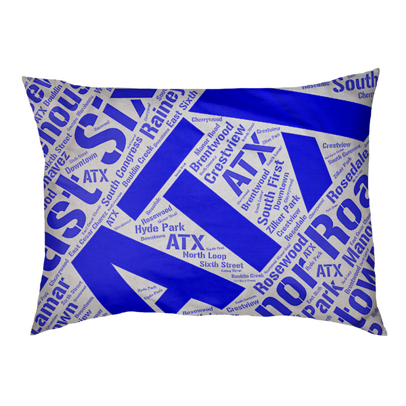 Coussin de chien « districts », Très grand (H 17 po x l 50 po x P 40 po), Bleu, Austin