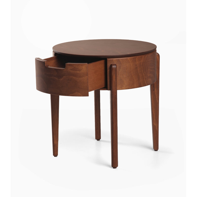 Eti 1 - Drawer Solid Wood Nightstand, Light Walnut
