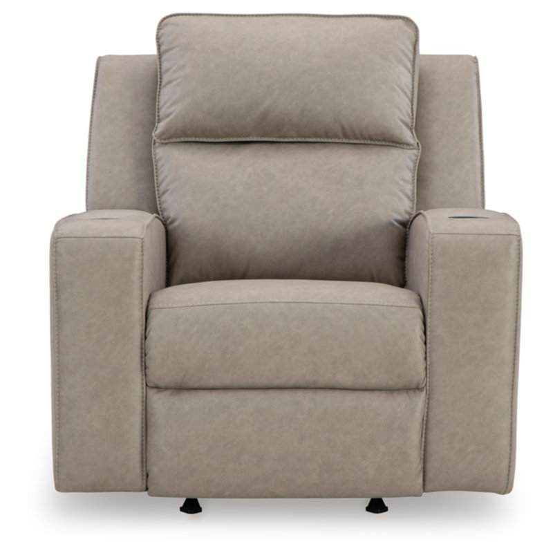 Stockley Faux Leather Recliner, Beige Faux Leather