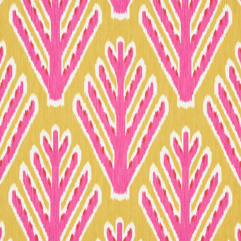 Schumacher x Johnson Hartig Bodhi Tree Fabric, Yellow/Pink