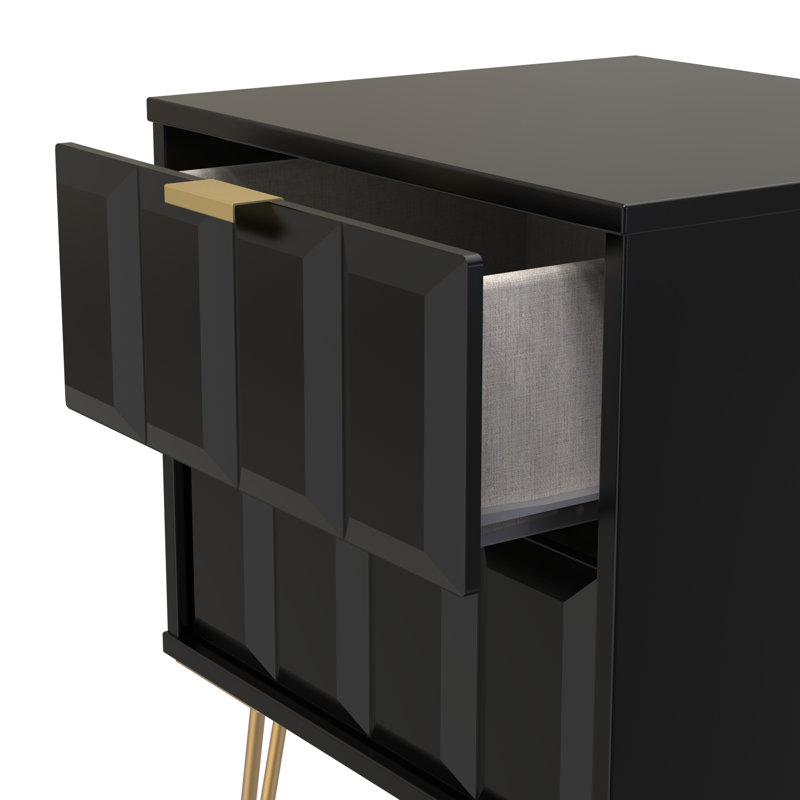 Baudi 45cm W Manufactured Wood Bedside Table, Black
