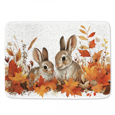 Tapis de bain lapins animaux décor rustique