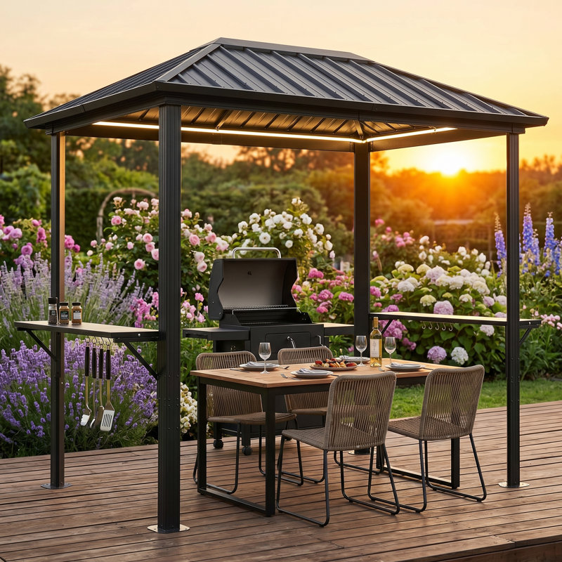 8 pi L 5 pi. D Pavillon de jardin extérieur en aluminium avec crochets et tablettes