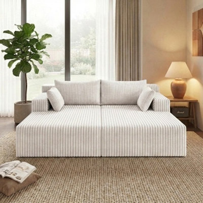 70.8" No Assembly Cloud Sectional Couch, Plush Corduroy Modern Modular Deep Seat Sofa with Chaise, Ergonomic Upholstered Couch for Living Room