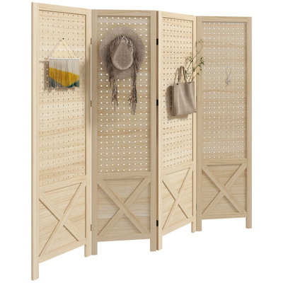 4 Panel Pegboard Display Room Divider