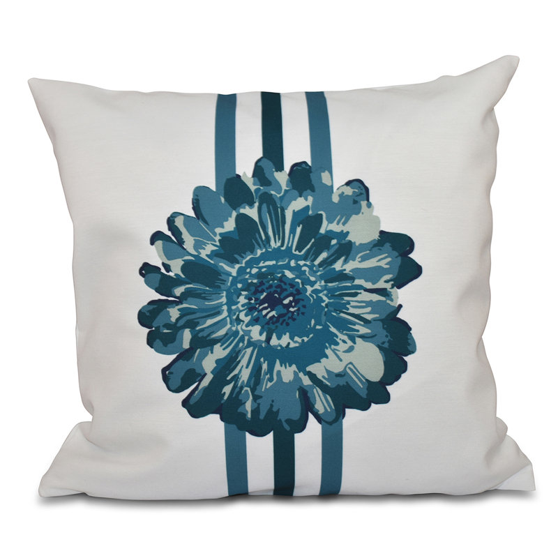 Happy Hippy Floral Reversible Throw Pillow, 18" H x 18" W, Teal