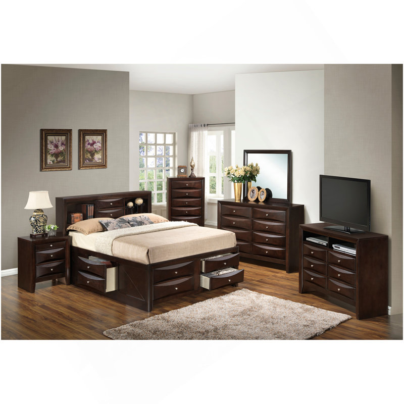 Lit double avec rangement, cappuccino, Lit double, Cappuccino
