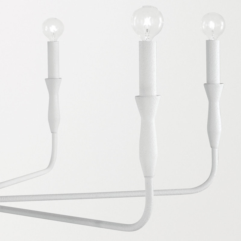  Lustre géométrique de style bougie, Blanc texturé, H 30,5 po x l 41 po