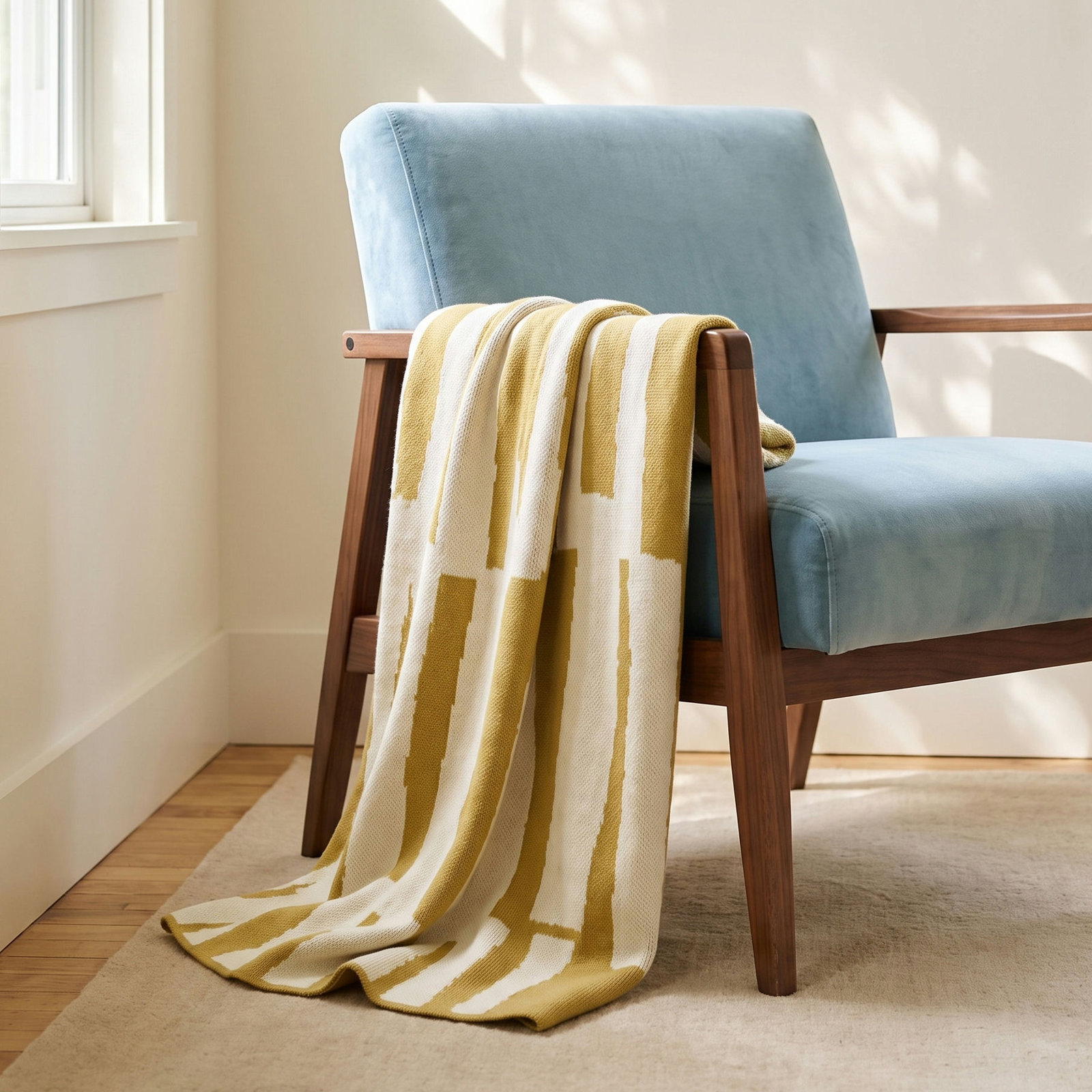 Ivo Cotton Blend Knit Throw Blanket, Moss