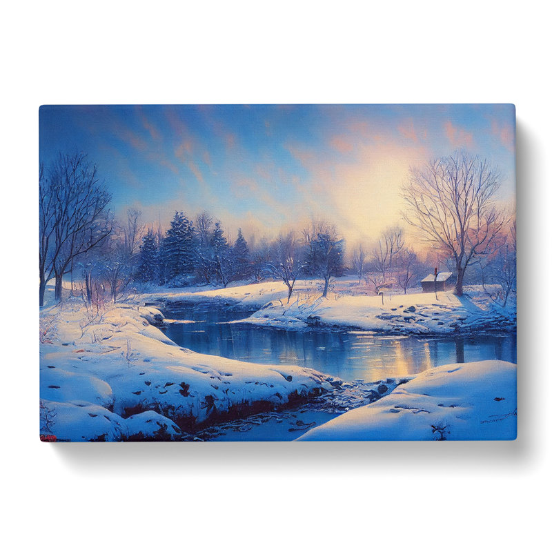 Winter Forest Stream - Wrapped Canvas