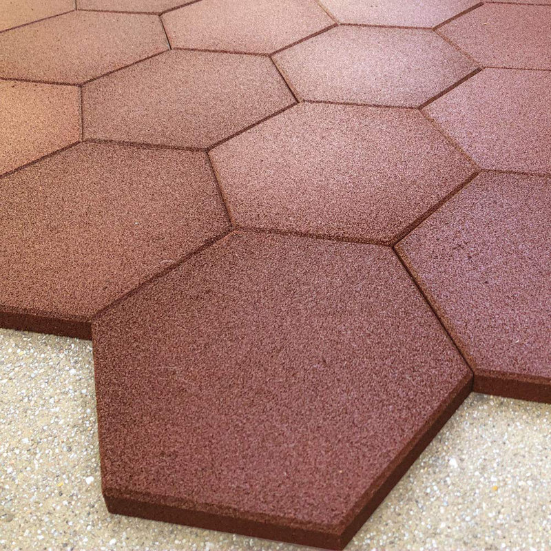 Pavé hexagonal en caoutchouc rouge