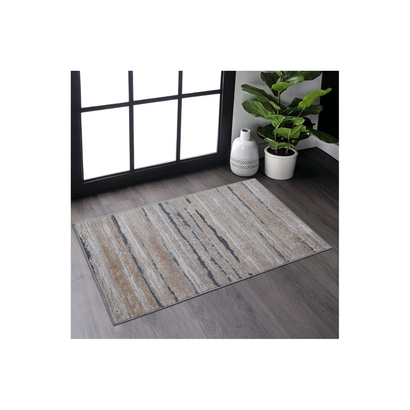 Collection 2X3 Striped Doormat Rug, Ivory, Rectangle 2' x 3'