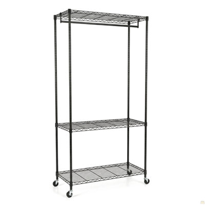 Rolling Clothes Rack, Garment Rack, Heavy Duty Garment Rack, Freestanding Clothes Rack, Closet Organizer and Storage (35.43" D x 17.72" W x 73.23" H)