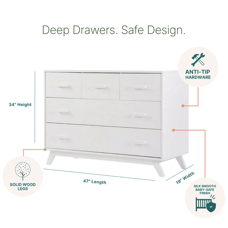 Soho 5-drawer dresser, White