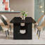 Table de salle à manger moderne de 71 pouces noire pour 6 à 8 personnes, grande table de cuisine rectangulaire avec base en bois et table de salle à manger contemporaine