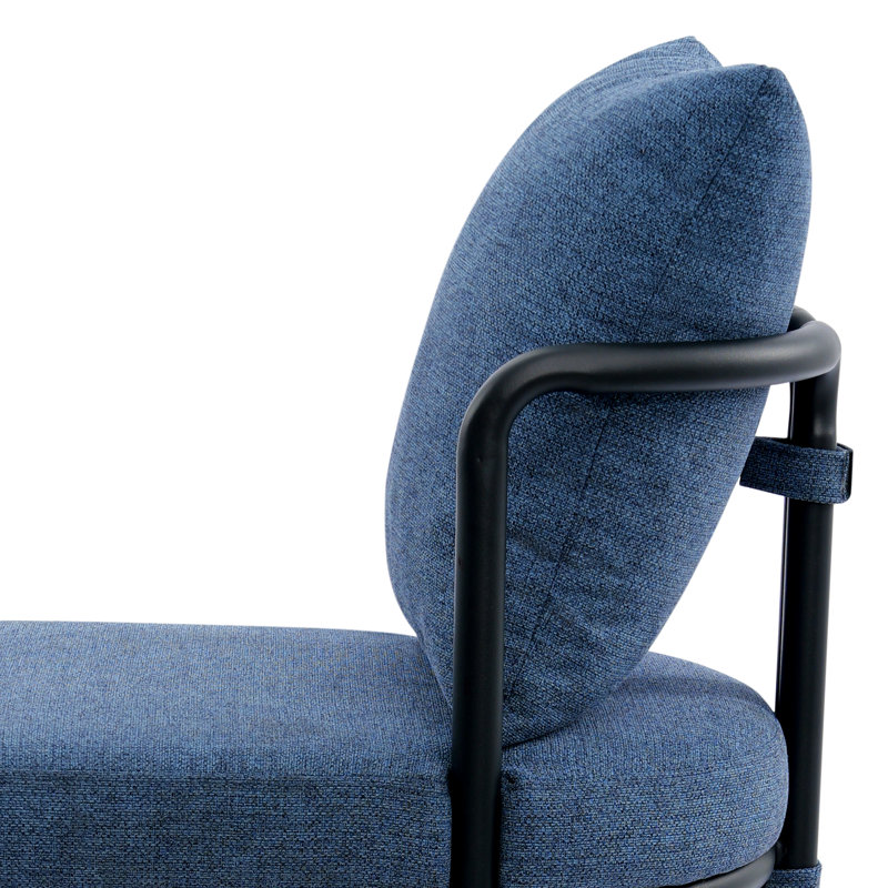 26'' Chenille Counter Stools With Backrest & Metal Frame, Modern Upholstered Bar Chairs For Kitchen Island, 4, Blue