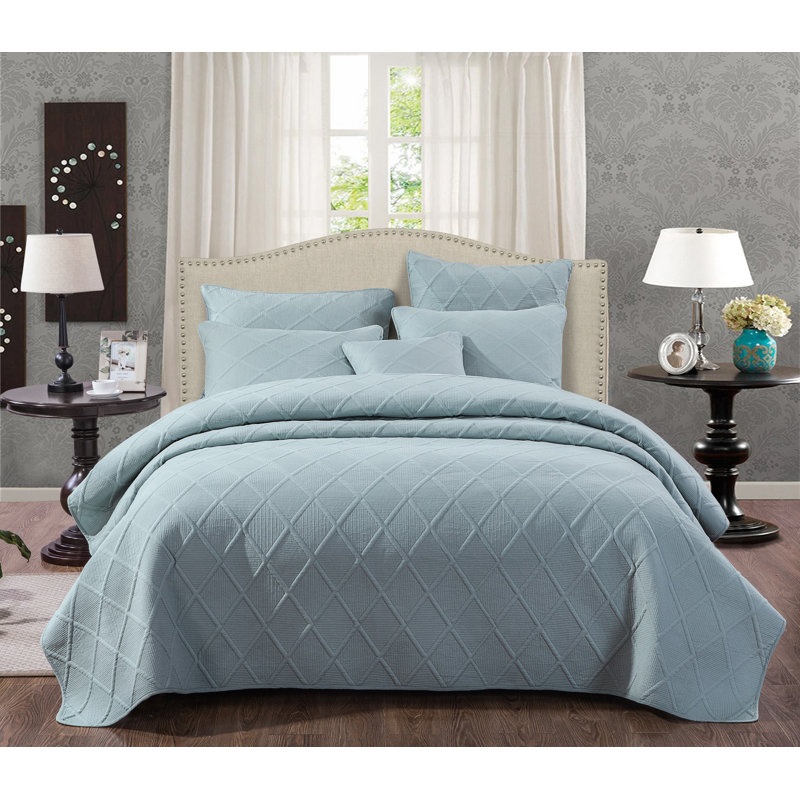 Modern & Contemporary Cotton Coverlet, Cal. King Bedspread + 2 Shams