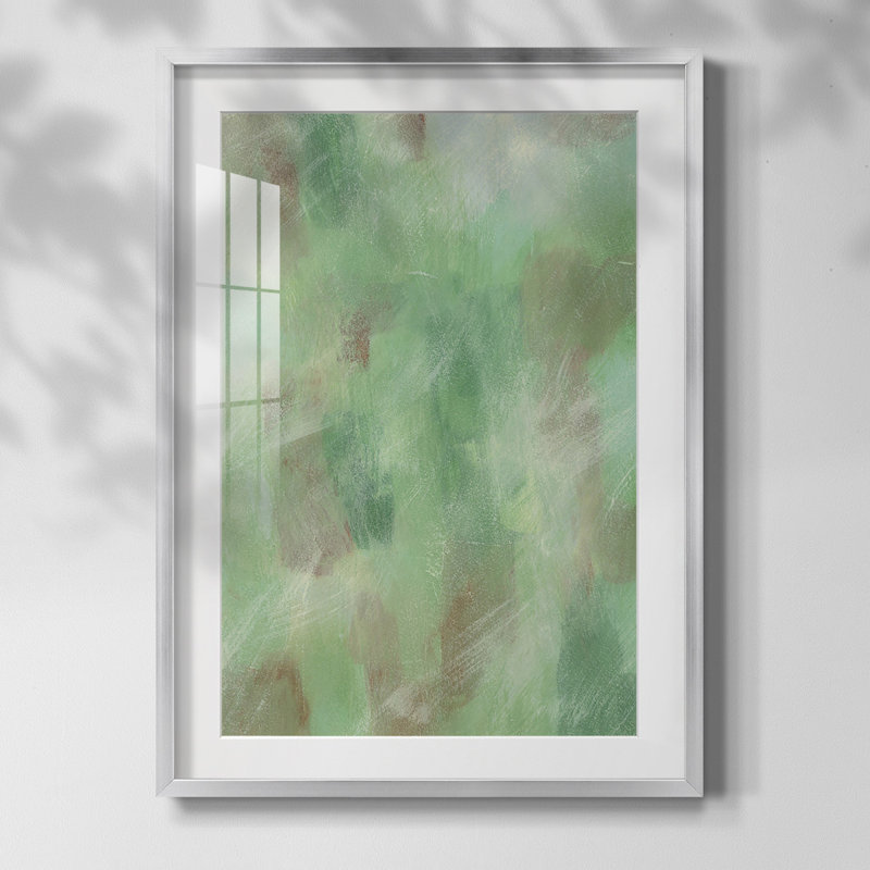 Green Shadows I - impression d'un seul cadre photo, Papier avec cadre argenté, Blanc, H 20 po x l 16 po