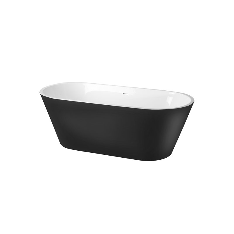 Arcadia 55 In. Freestanding Bathtub In Black Finish, Black
