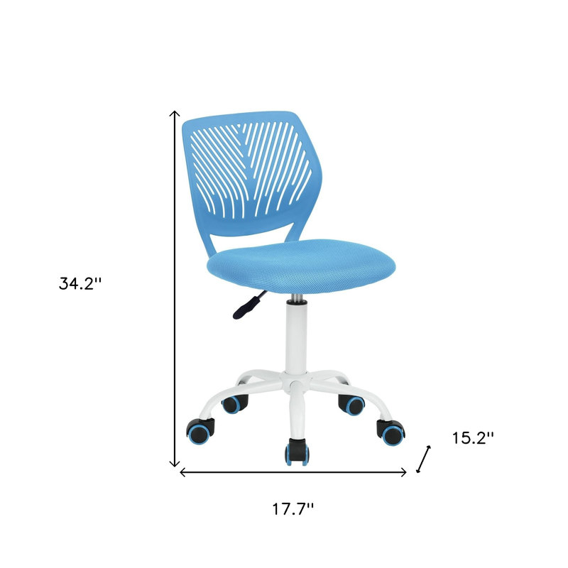 Chaise de bureau pivotante bleue et blanche