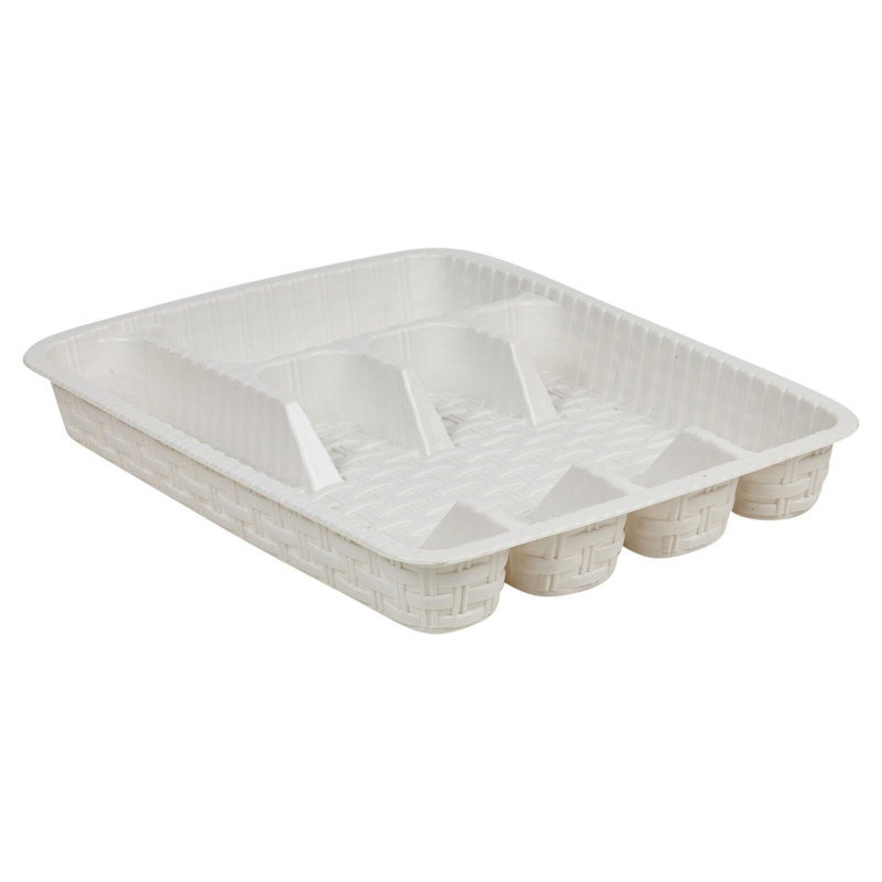 Plastic Rectangle Utensil Crock, White