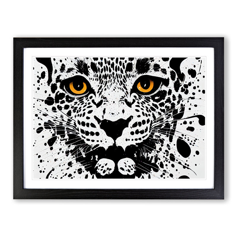 Leopard Splatter - Single Picture Frame Print, Black, 25cm H x 34cm W x 2cm D