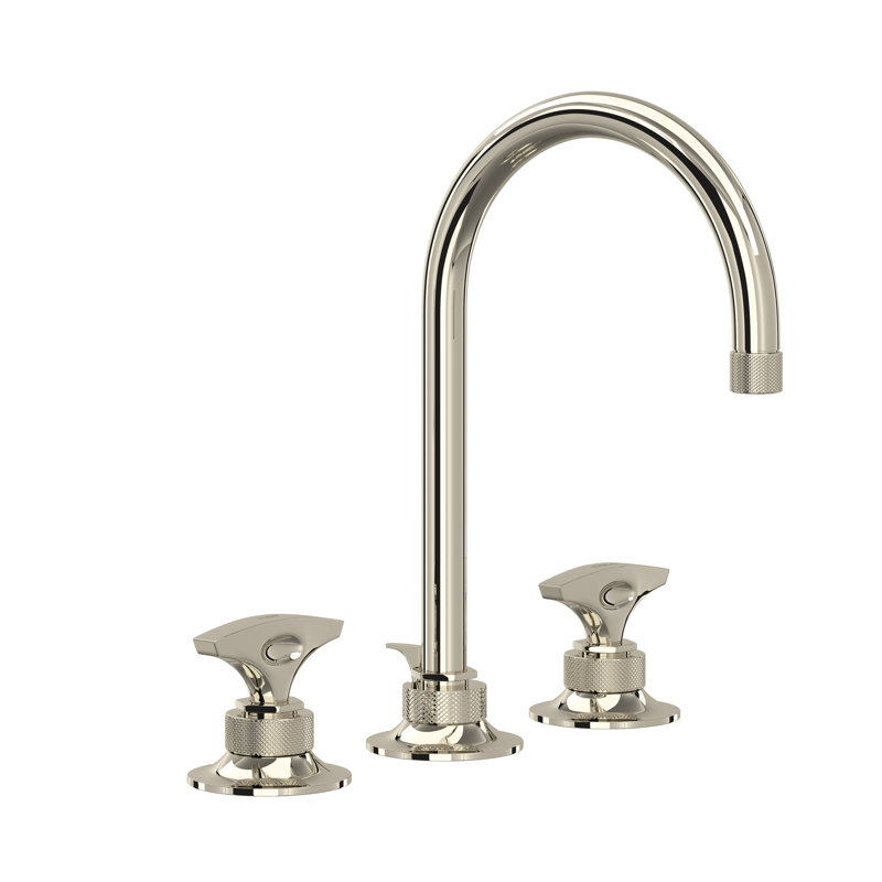 Graceline Widespread Lavatory Faucet With C-Spout, Polished Nickel, Cross