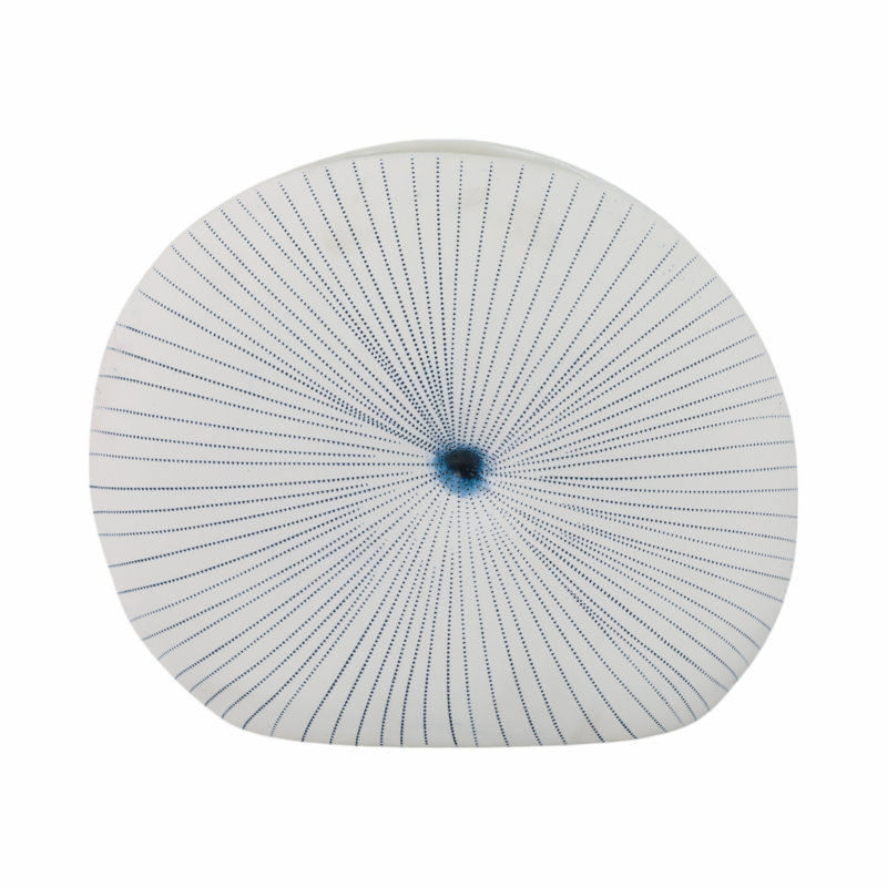 Handmade Stoneware Table Vase, 12" H x 14" W x 5" D, White/Blue