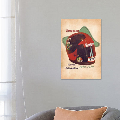 Emerson Fittipaldi's Helmet Retro 1 Piece Wrapped Canvas Painting