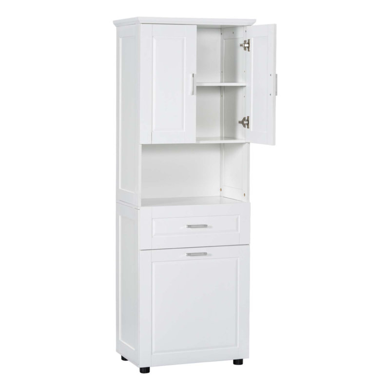 Grande armoire de salle de bain avec panier à linge, Blanc