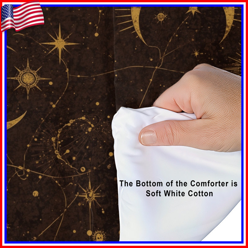 Celestial Moon Sun Motifs Comforter, Queen