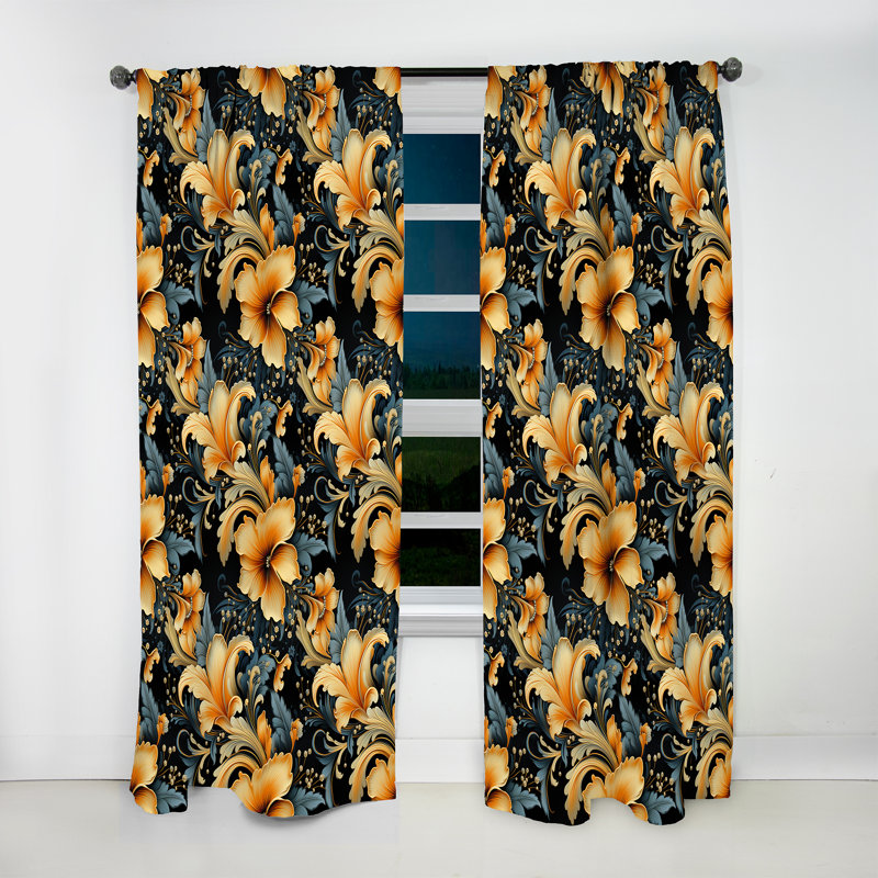 Vintage Elegance Paisley Pattern III - Floral Curtain - Room Darkening Floral Curtain - 1 Panels, 52" W x 84" L